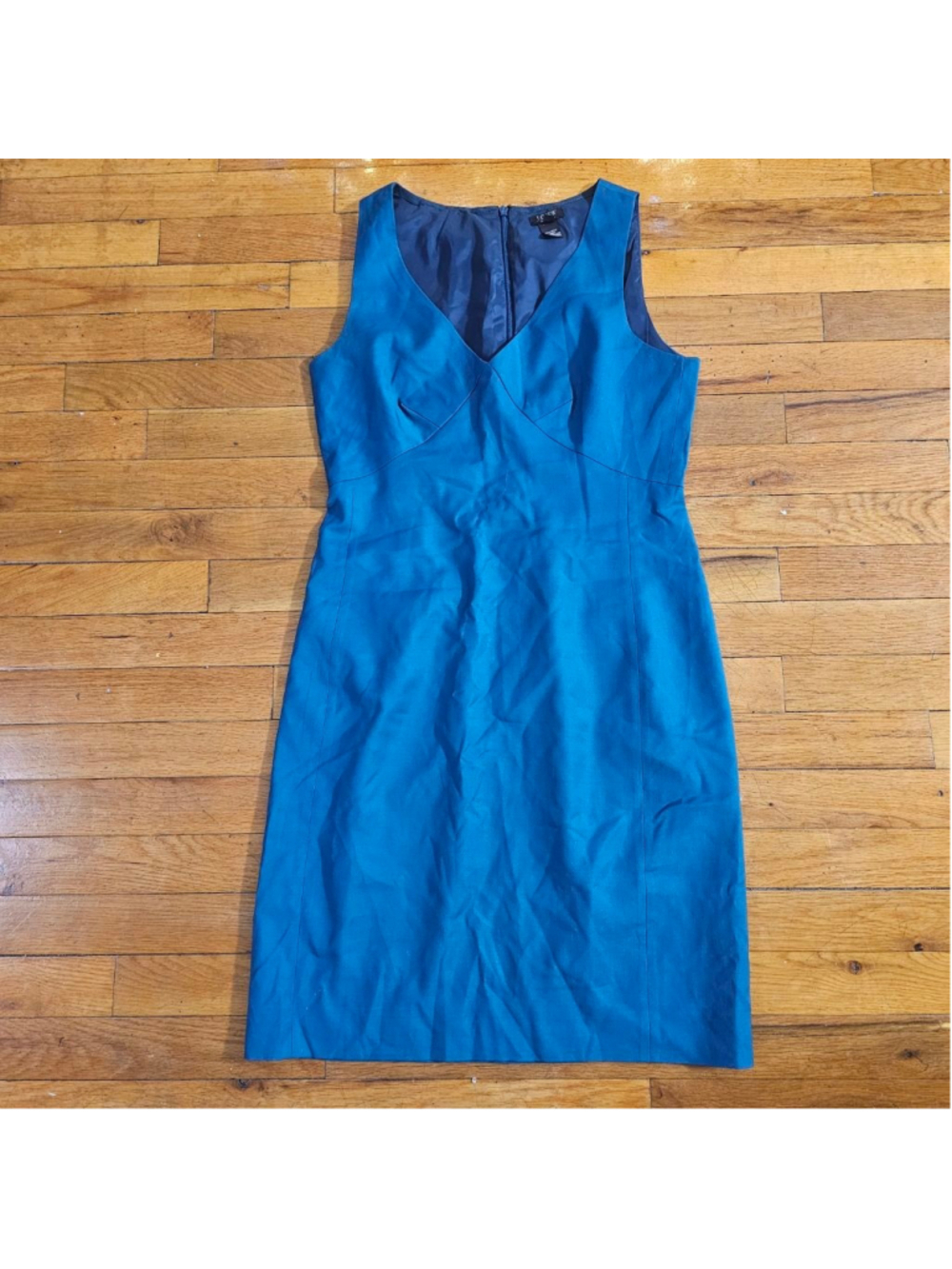 J.Crew Women's Super 120s Wool Teal Sleeveless V-Neck Sheath Dress Size 4